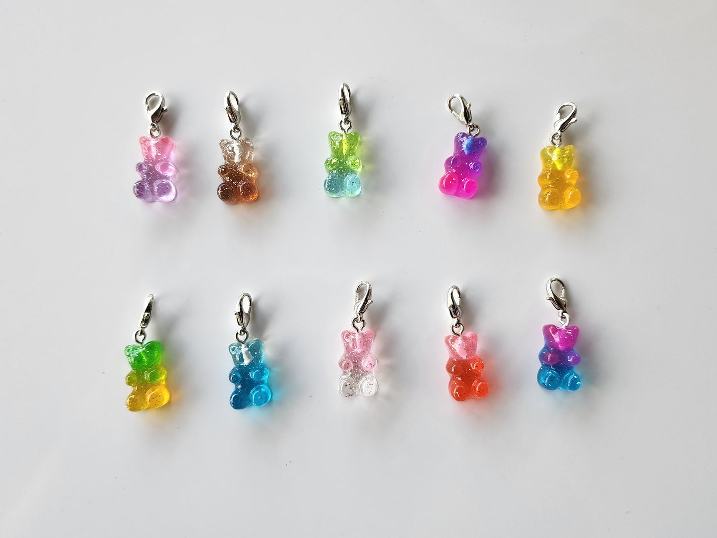Gummy Bear Charm Clip Cute Acrylic Keychain Accessory for Badge Reel, Backpack, Lanyard, Zipper Pull or Kids Party Favor